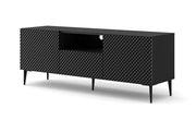 MOBILE RAVENNA PC DIAMOND MDF HG PORTA TV 150 2D1S NERO OPACO NERO LUCIDO GAMBE IN METALLO