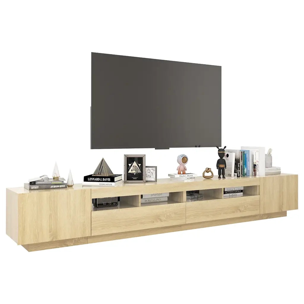 Mobile Porta TV con Luci LED Rovere Sonoma 260x35x40 cm cod mxl 13533