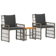 Set di Mobili da Esterno 3 pz | Set Salotto da Giardino Nero e Grigio scuro