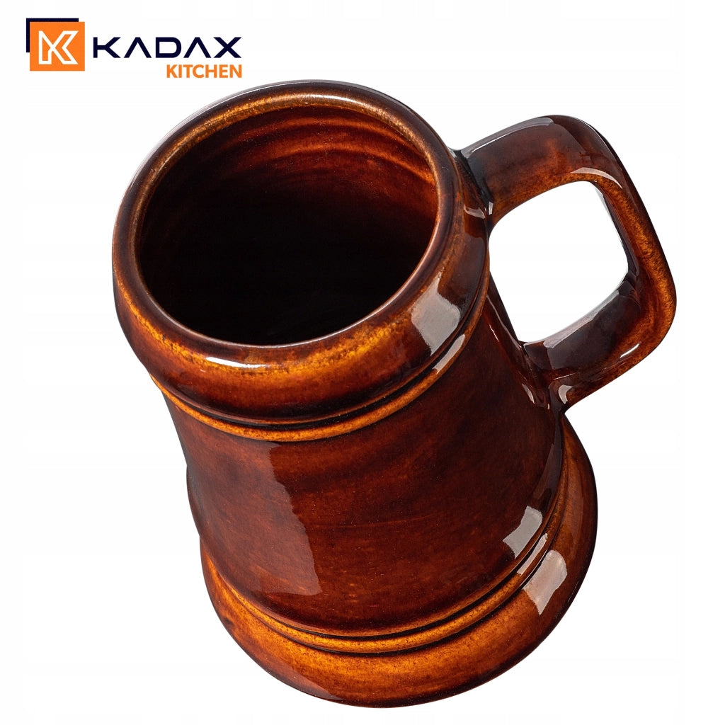 Set di 4 boccali da birra KADAX da 500 ml (0,5 l) in gres con manico, ideali come regalo.