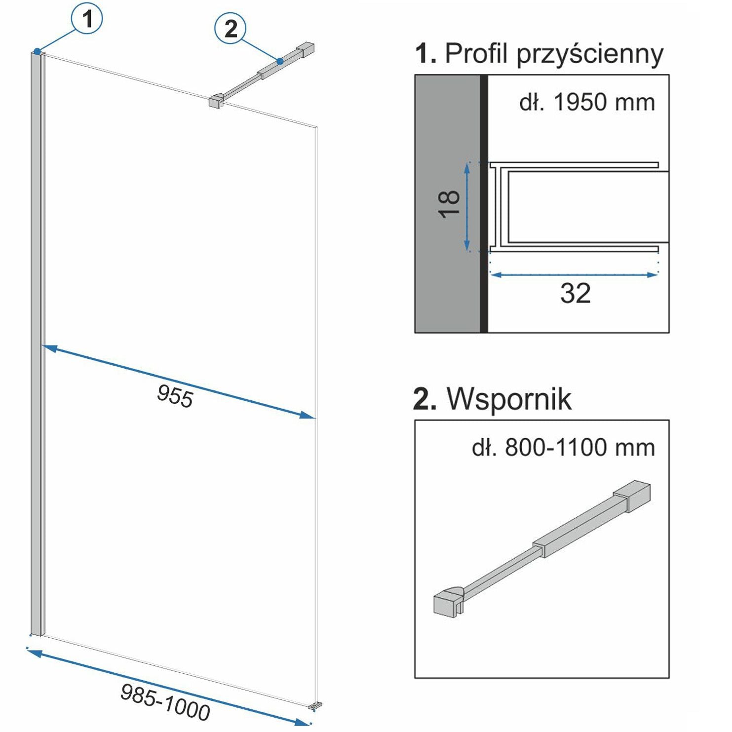 Parete Doccia Rea Aero Ombre Black/black 100