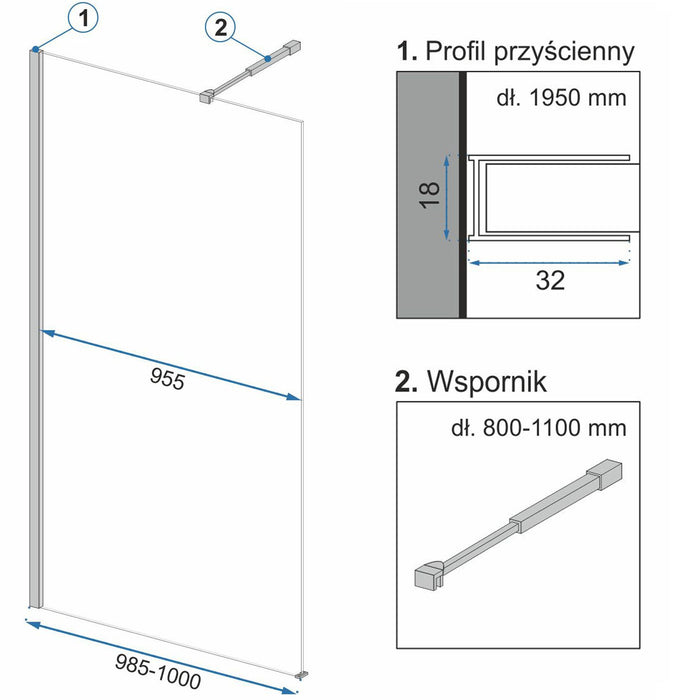 Parete Doccia Rea Aero Ombre Black/black 100