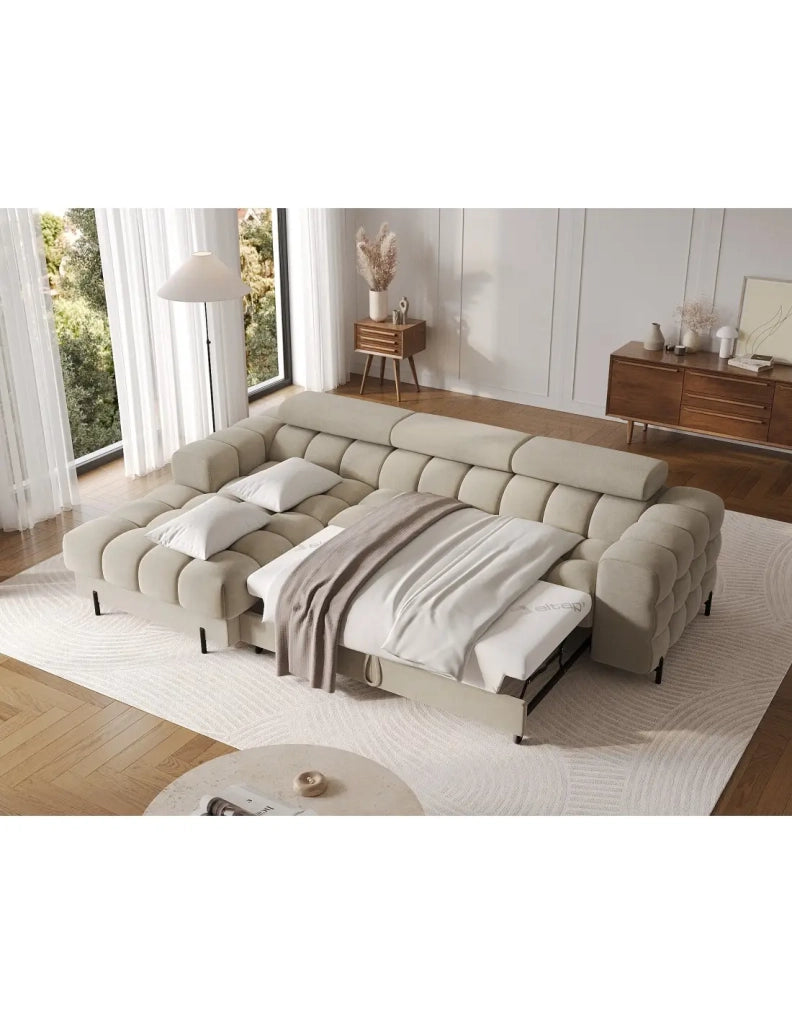 Divano angolare sinistro convertibile Beige design elegante 285x99x181cm FILTRO