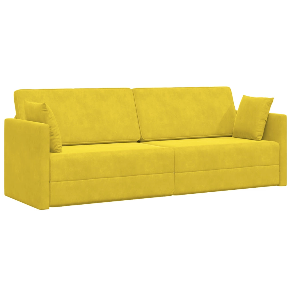 Divano Letto 2-in-1 Giallo 213x144x60 cm in Velluto