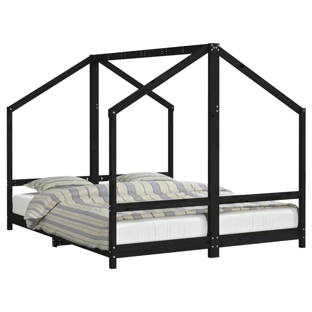 Giroletto per Bambini Nero 2x(80x200) cm Legno Massello di Pinocod mxl 107647