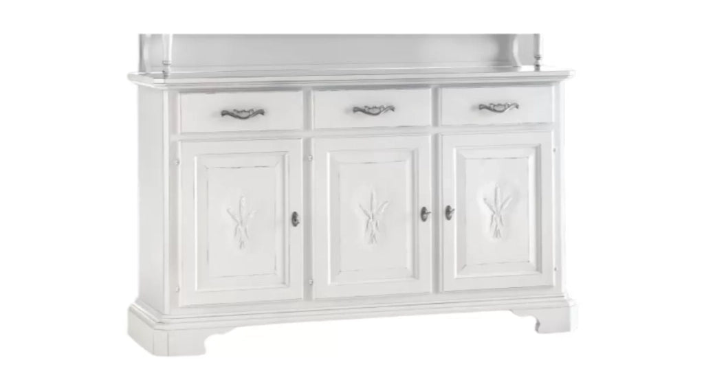 Madia credenza shabby chic 3 ante in legno arte povera 163x49x98 - Mobili 2G