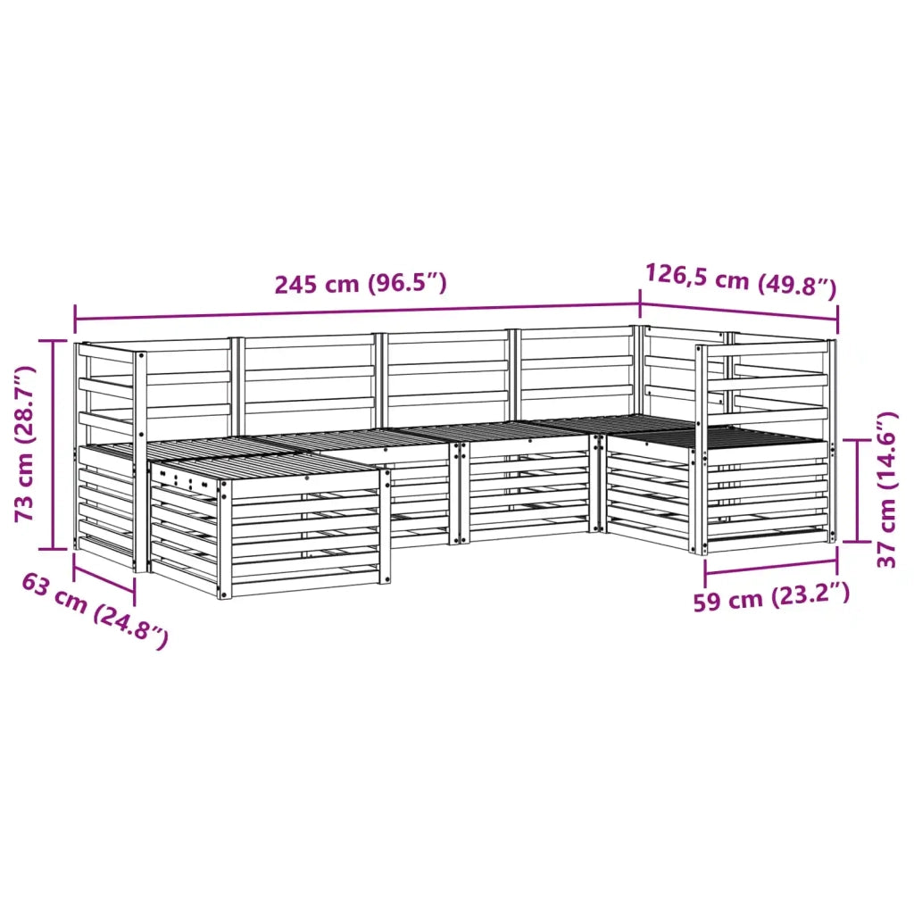 Set divani 6 pcs Naturale Legno di Acacia Massello 3375069
