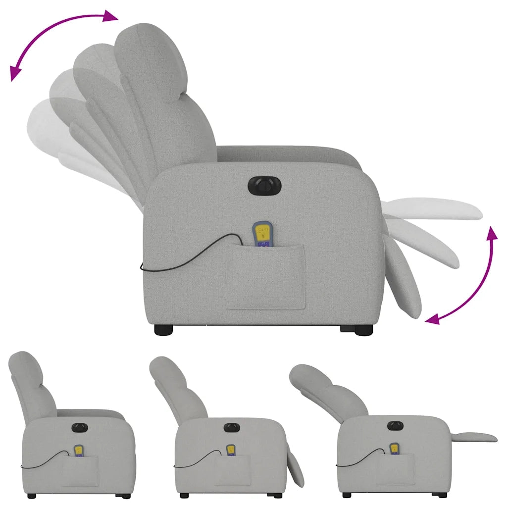Poltrona Alzapersona Massaggi Elettrica Grigio Nuvola Tessuto 3303011