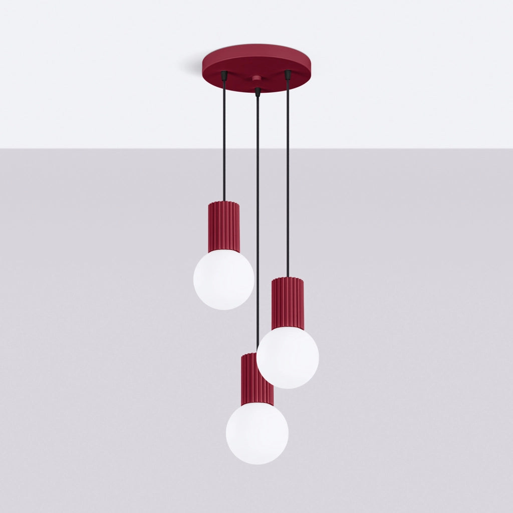 Lampada a sospensione SFERA tripla bordeaux G9 Pure Lume
