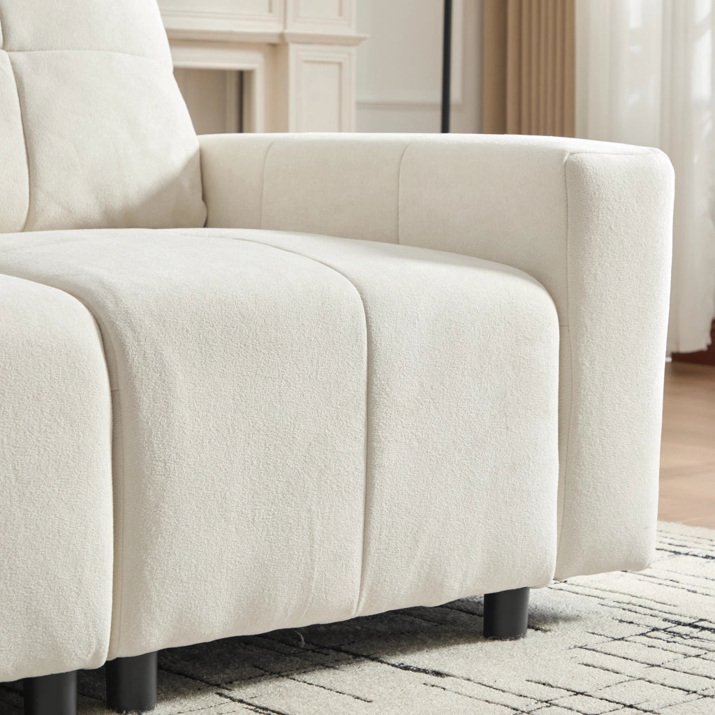 Divano modulare 3 posti con funzione letto e profondità regolabile in chenille beige