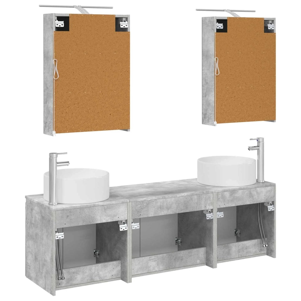 Set di Armadi da Bagno 5 pcs Grigio Cemento 3406554