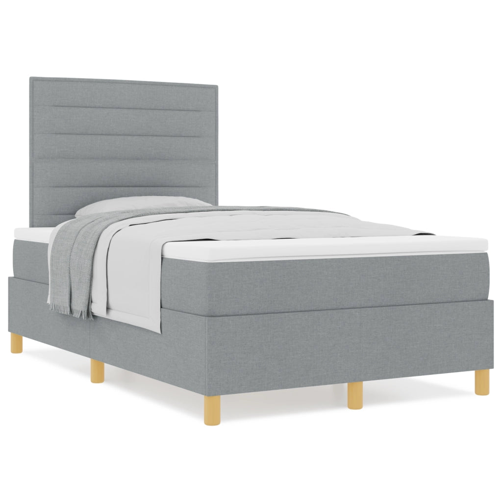 Letto a molle con materasso Grigio chiaro 120x200 cm in tessuto