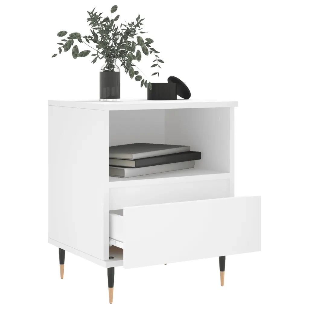 Comodino Bianco 40x35x50 cm in Legno Multistrato 830604