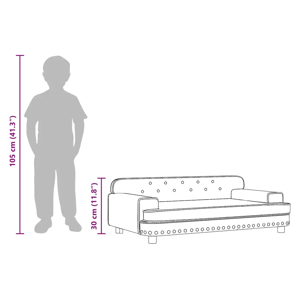 Divano per Bambini Crema 90x53x30 cm in Velluto 3196285