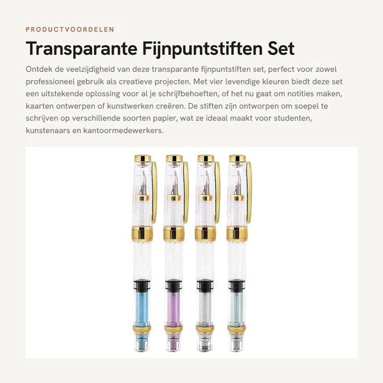 Set di punte fissa trasparente in plastica - 4 pezzi - Penna rotativa - 0,5 mm - Adatto per articoli da ufficio