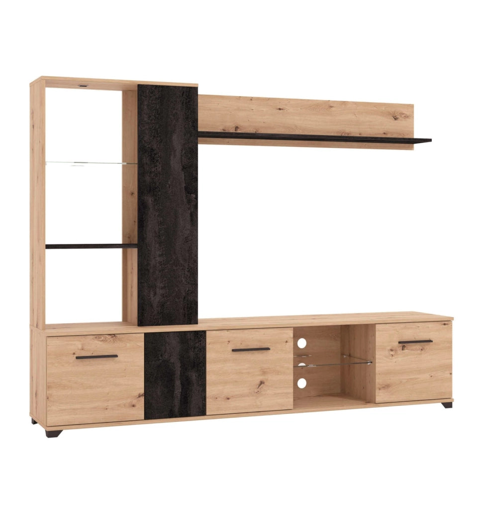 parete attrezzata soggiorno quattro ante moderna minimal in legno cm 202x40x155 5 h - POLE
