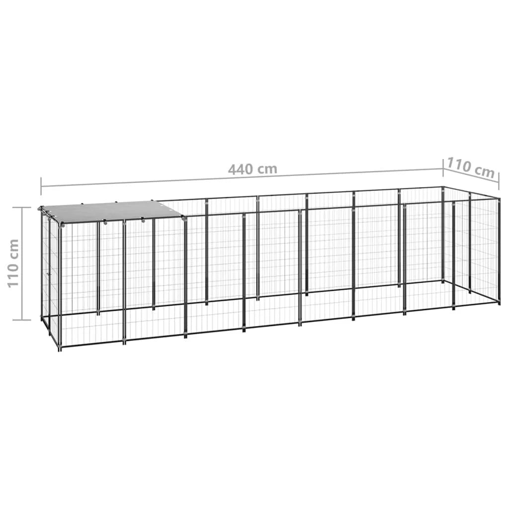Recinto per animali da esterno per cani 4,84 m² acciaio nero 02_0000532