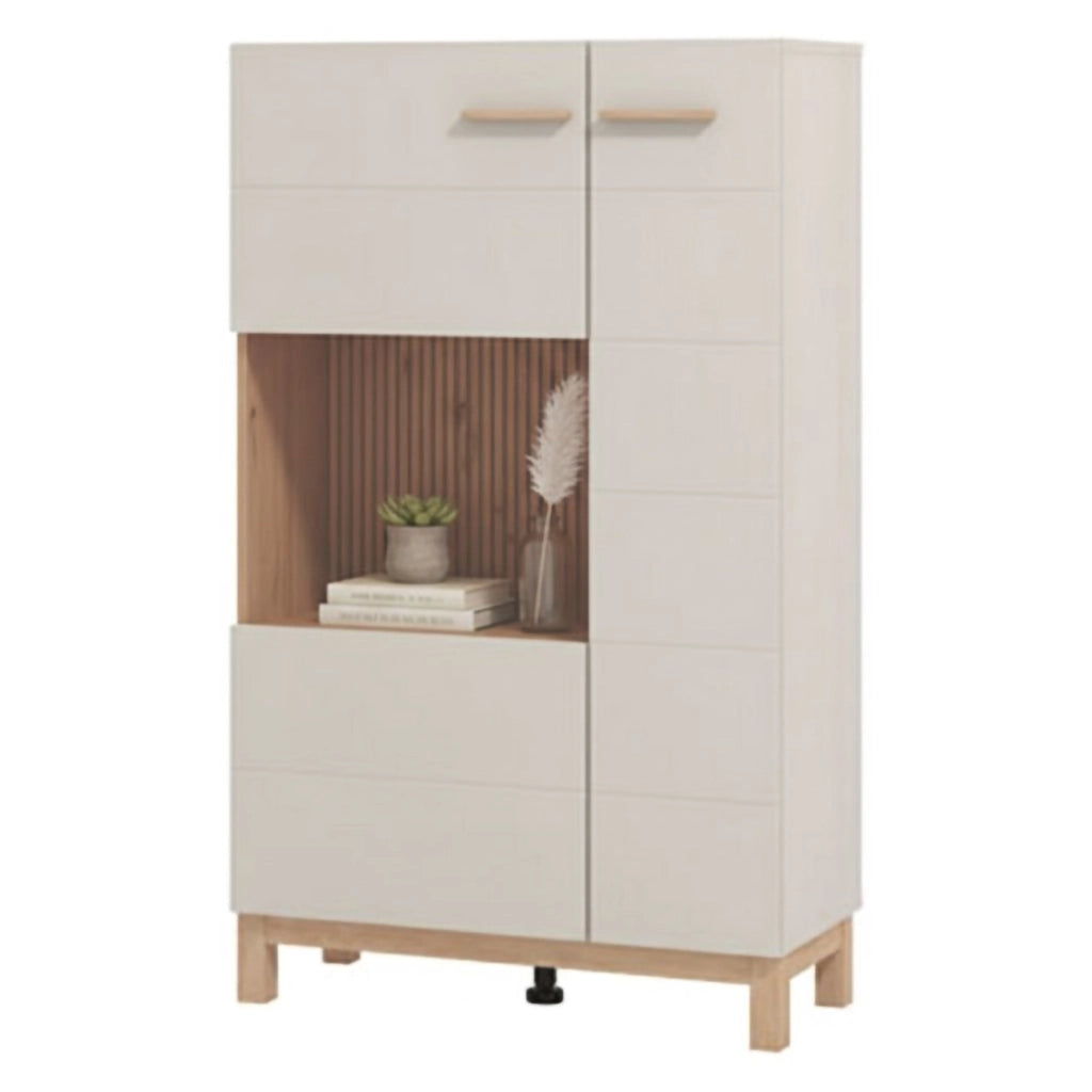 Mobile Espositore Mezzago, Vetrina 2 Ripiani, 77x35x127.5h cm Beige