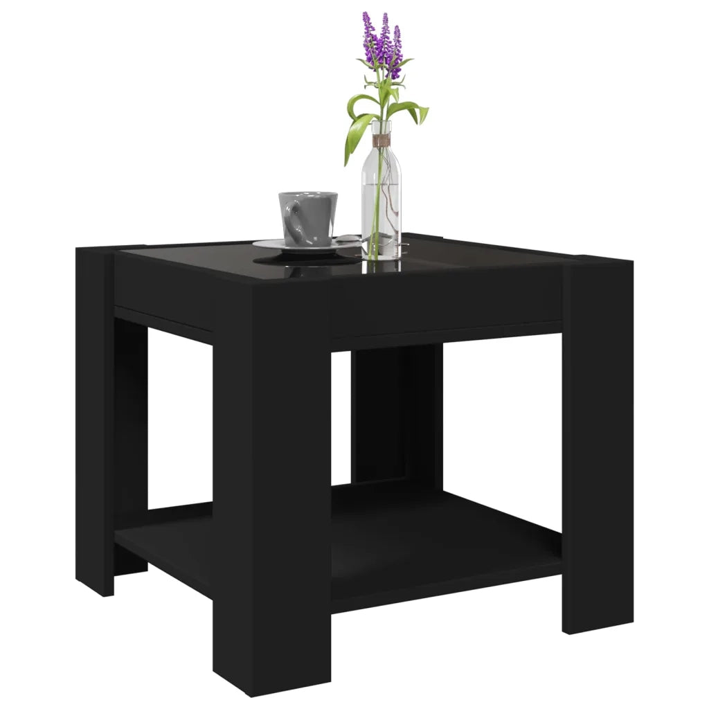 Tavolino Salotto con LED Nero 53x53x45 cm Legno Multistrato 847540
