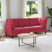 Set di mobili per il soggiorno 3 pcs Rosso Vino Velluto