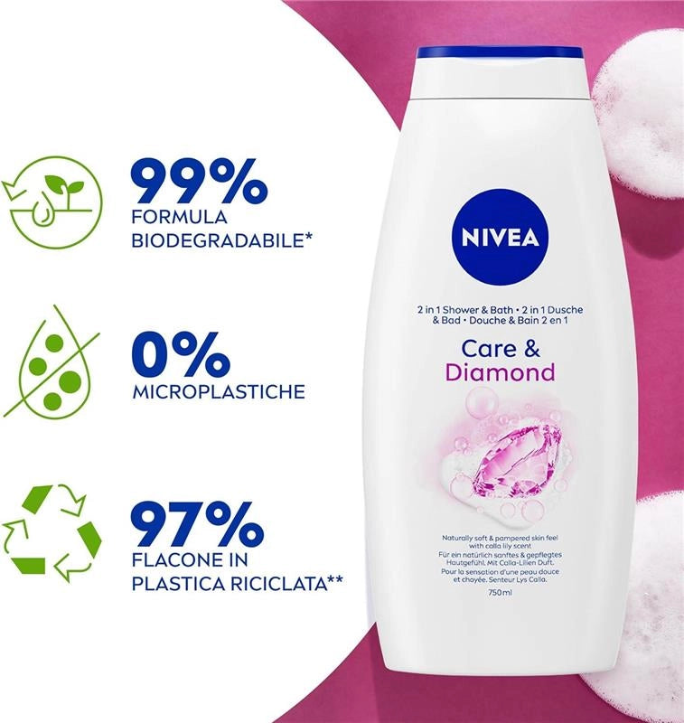 NIVEA  BAGNODOCCIA  CARE E DIAMOND 750 ML