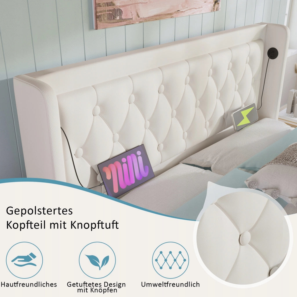 Letto Matrimoniale 140x200 - Xylo - LED RGB Bianco
