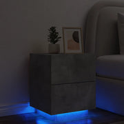 Comodino con Luci LED Grigio Cemento in Legno Multistrato 836741