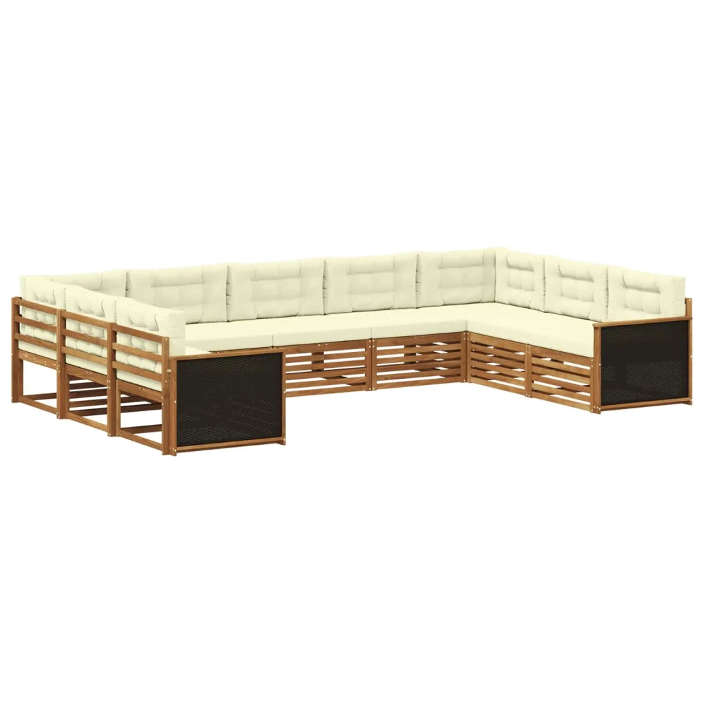 Set di divani da esterno con cuscino 9 pcs Naturale e Crema 3383823