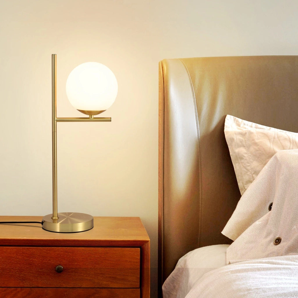 ZMH Lampada da tavolo vetro bianco moderna base industriale E27 interruttore per soggiorno camera letto