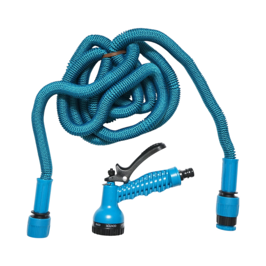Tubo da giardino estensibile 2.5-7.5 m con pistola regolabile a 7 modalità, adattatore 3/4 e raccordo rapido 1/2