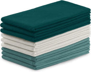 Set di 9 tovaglie per la cucina, cotone, 50 x 70 cm, wafelpiqué, tessuto a wafel, Bianco Letty, azzurro turquesa