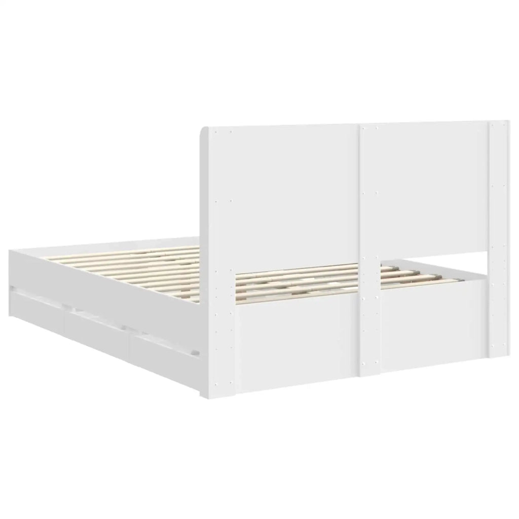 Struttura del letto con stoccaggio e testata Bianco 3413935