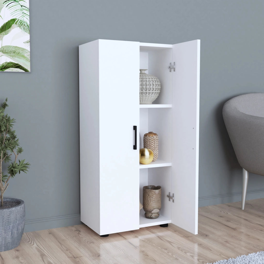 Armadio a 2 Ante Armadio Stretto con 4 Ripiani Mobile per Guardaroba Armadio da Ingresso Corridoio 108 x 49 x 32 cm - Bianco [en.casa]