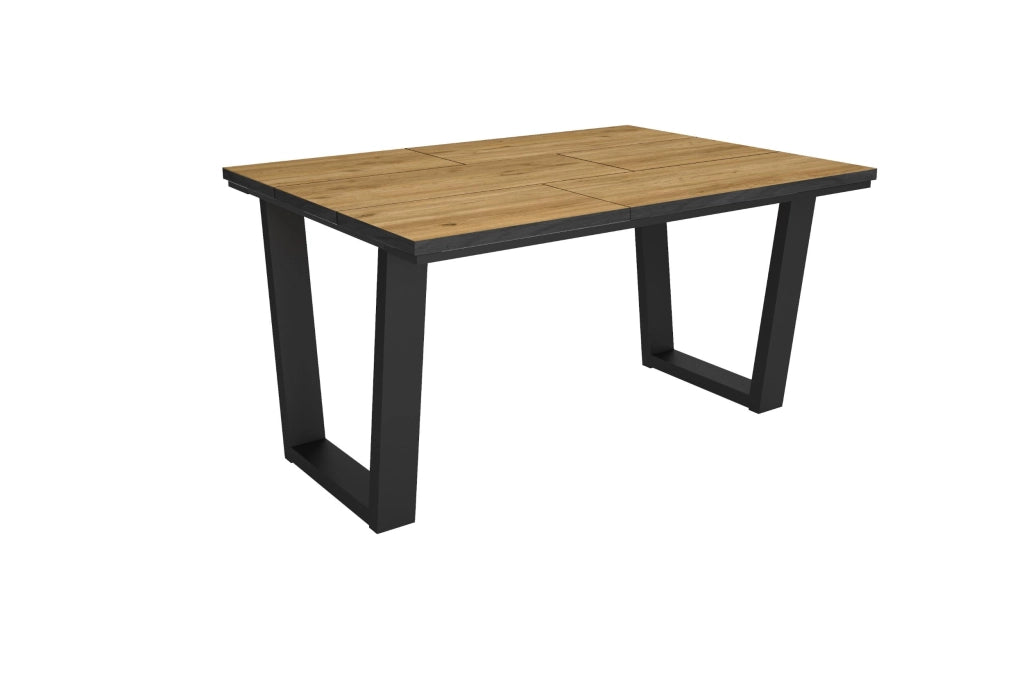 Tavolo da Pranzo, 140x90x74 cm, Per 6 persone, Tavolo Cucina, Rovere e nero