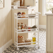 Carrello da Cucina in Bambù a 3 Ripiani con Bordo di Protezione 55x20x75 cm