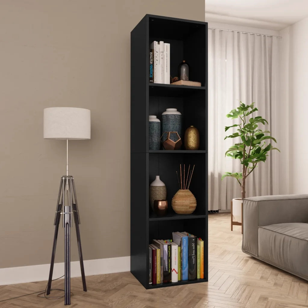 Libreria-Mobile TV Nero 36x30x143 cm in Legno Multistrato
