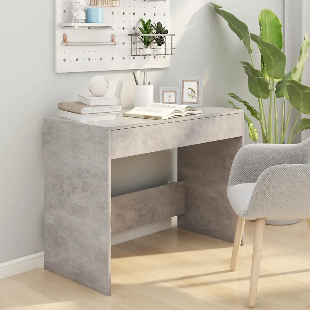 Scrivania | Tavolo da Ufficio Grigio Cemento 101x50x76,5 cm in Truciolato
