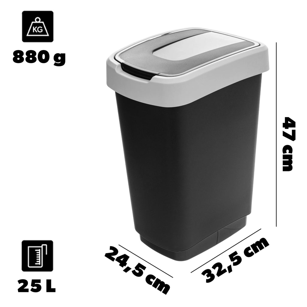 Set di 5 contenitori per la raccolta differenziata KADAX da 25 litri ciascuno, ideali per la cucina.