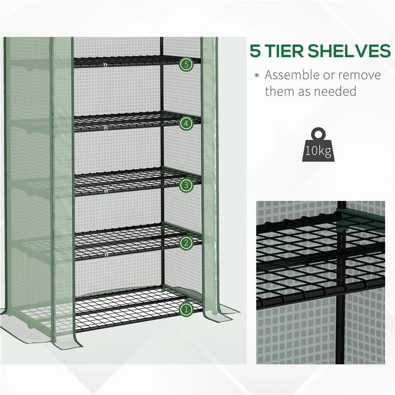 SERRA A CASETTA A 5 LIVELLI CON INGRESSO AVVOLGIBILE, IN ACCIAIO E POLIETILENE, 90X49X193 CM, VERDE