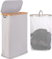 Wascomparto 60L, Wascomparto con tasca interna rimovibile e lavabile, Wascomparto con maniglie per abiti, giocattoli, asciugamani (grigio chiaro)