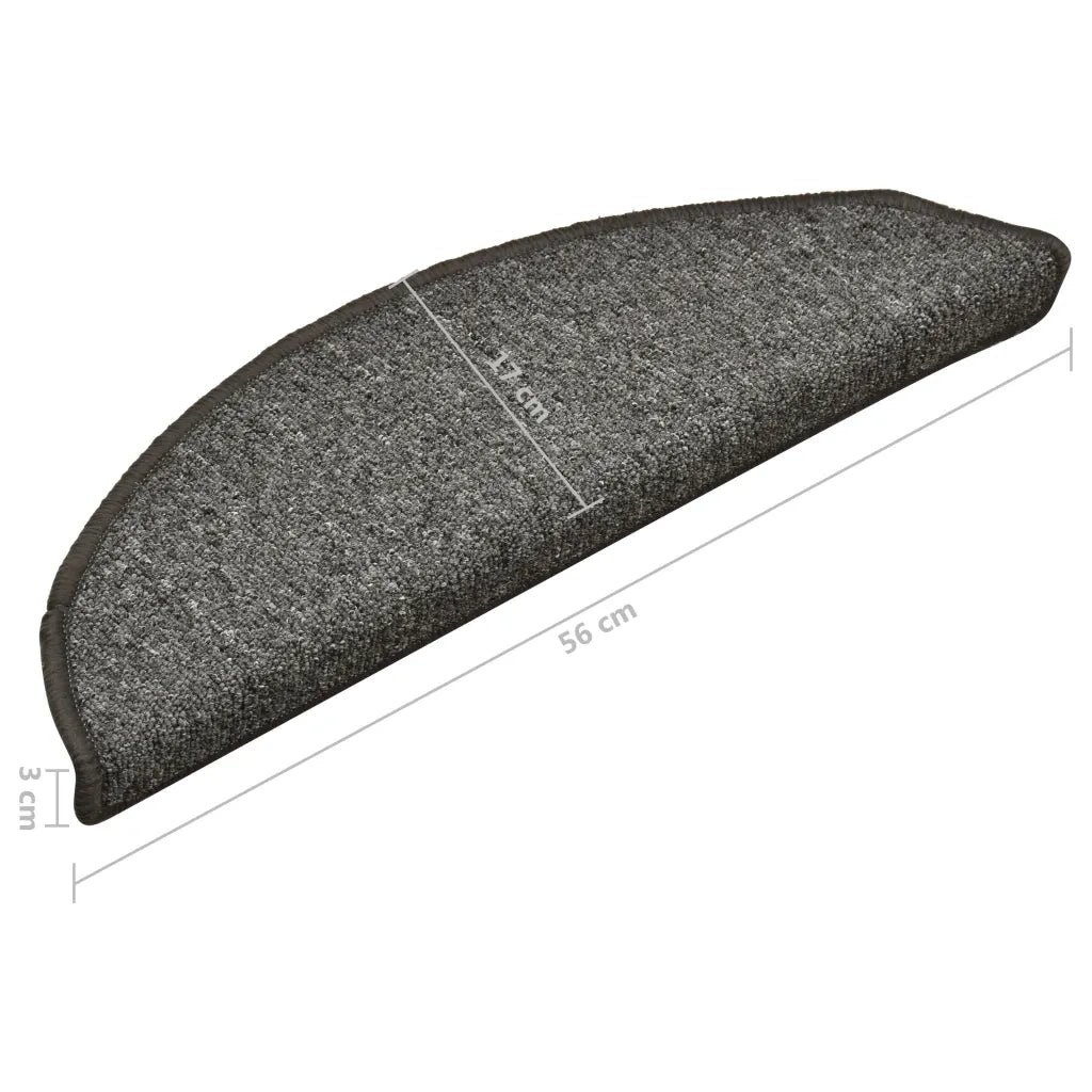 Tappetini per scale 15 pz | Gradini per Scale 56x17x3 cm Grigio scuro Semicircolari