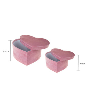 Set 2 Scatole Cuore 27 e 25 cm Velluto