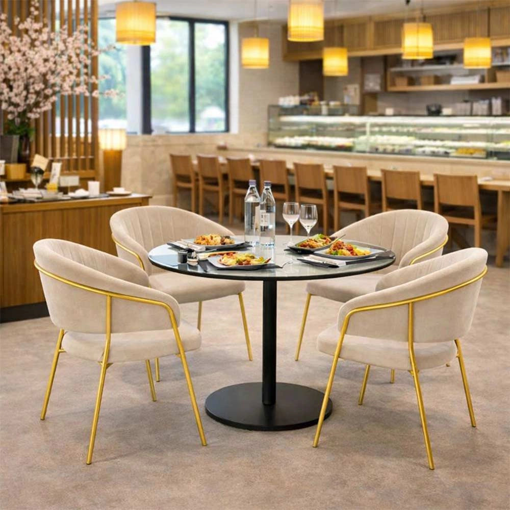 Sedie da sala da pranzo set da 4 Aurelia con schienale in velluto grigio tortora