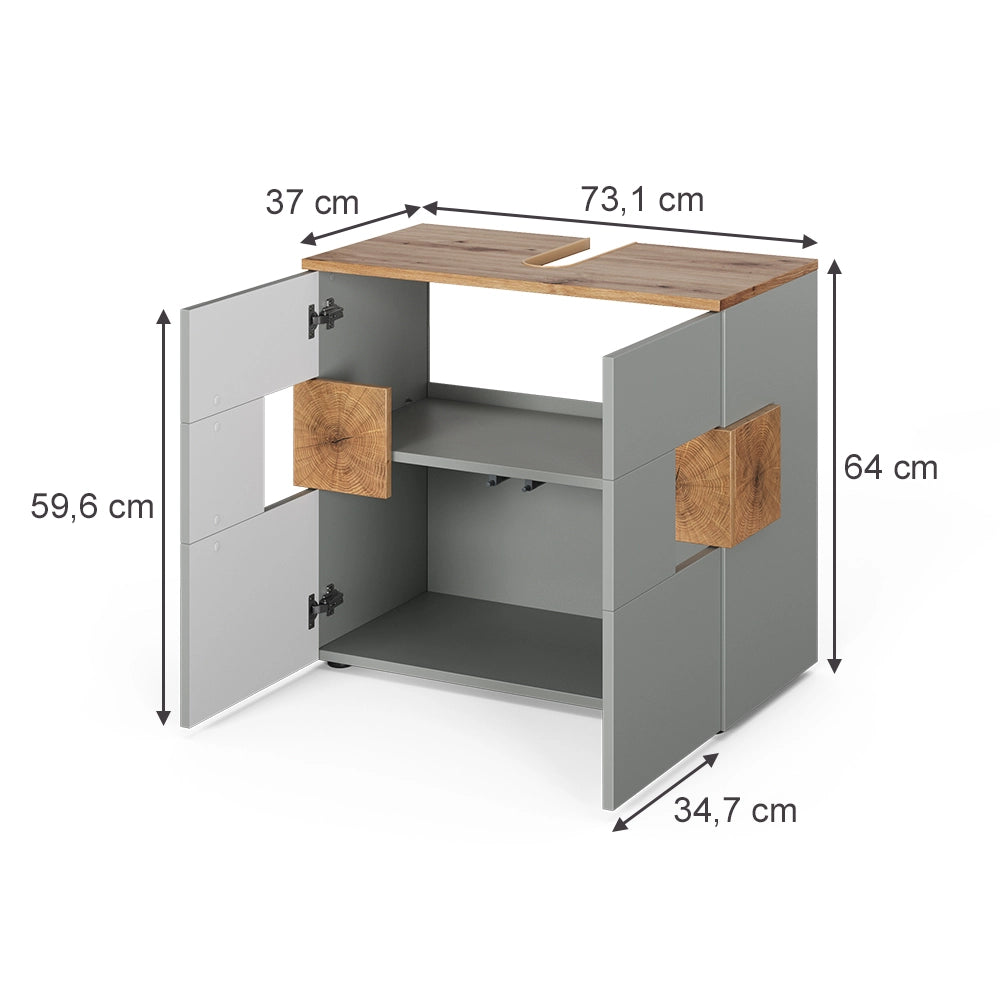 Vicco Mobile sottolavabo per bagno Grigio/Artisan 73.1 x 64 cm