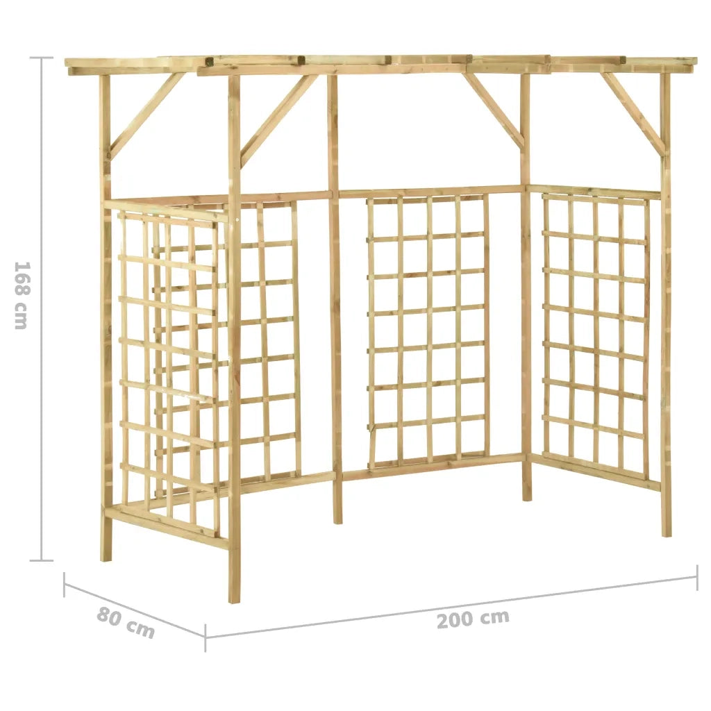 Pergolato Giardino per Bidoni Tripli Legno di Pino Impregnato cod mxl 77992