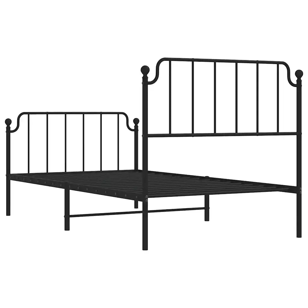 Giroletto con Testiera e Pediera Metallo Nero 100x200 cm 373900