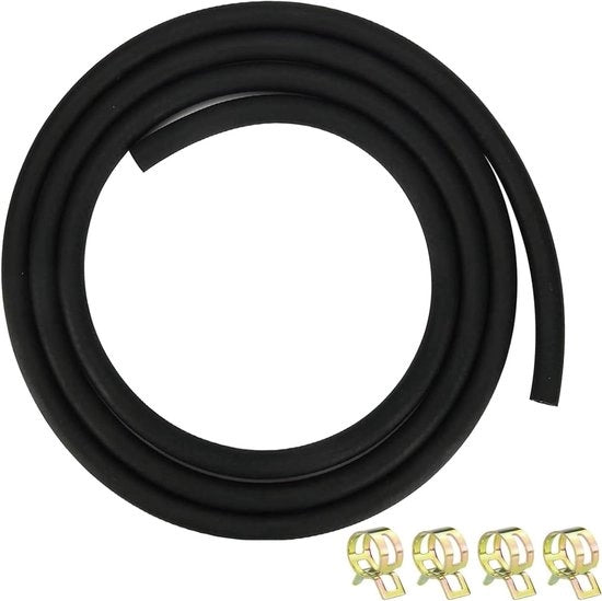 Set di tubi benzina 5 mm, 1 metro - 4 morsetti inclusi - tubo multifunzionale in gomma - adatto per motocicli, tagliagrass, scooter, auto e camion.
