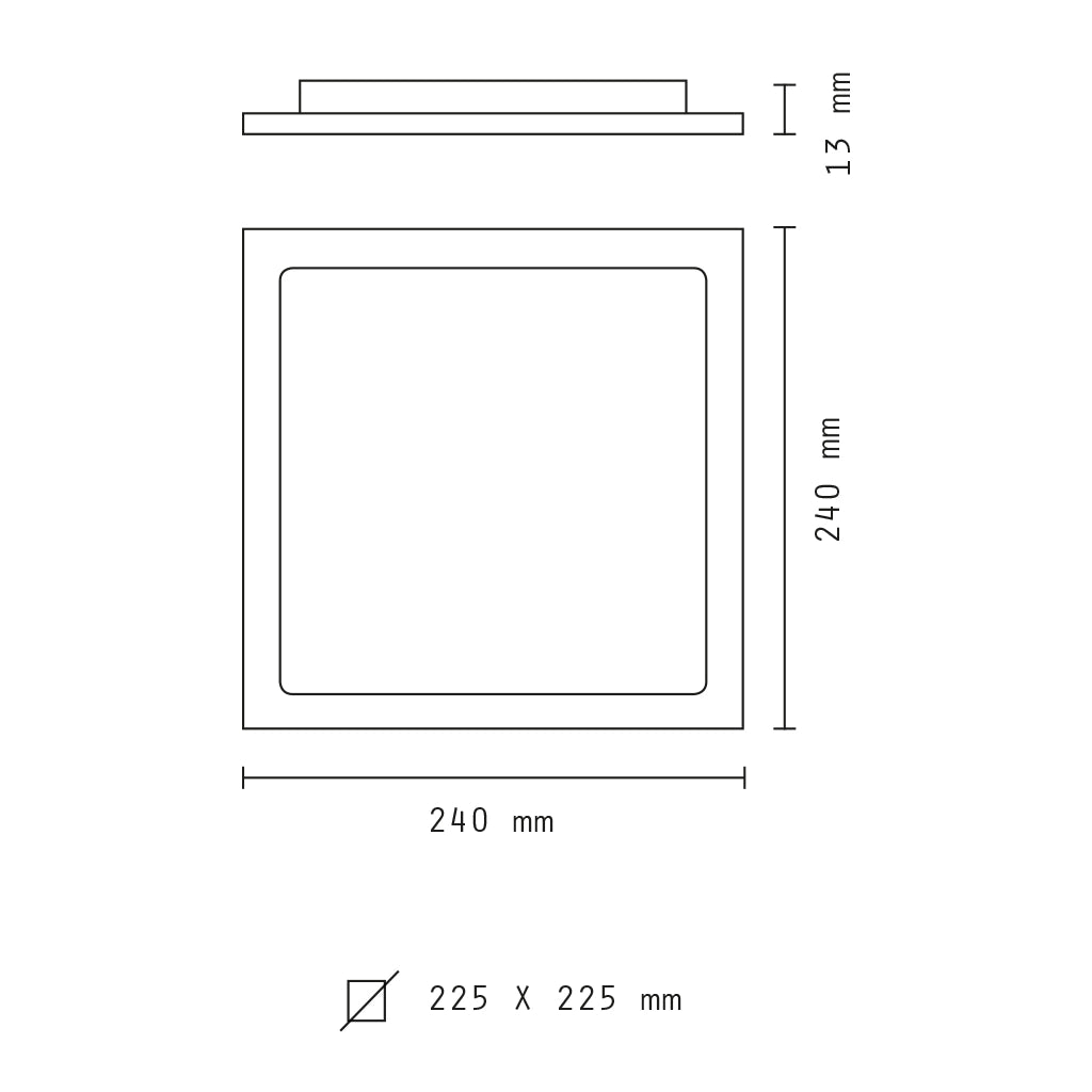 Pannello led slim da incasso quadrato 24w 3000K luce calda
