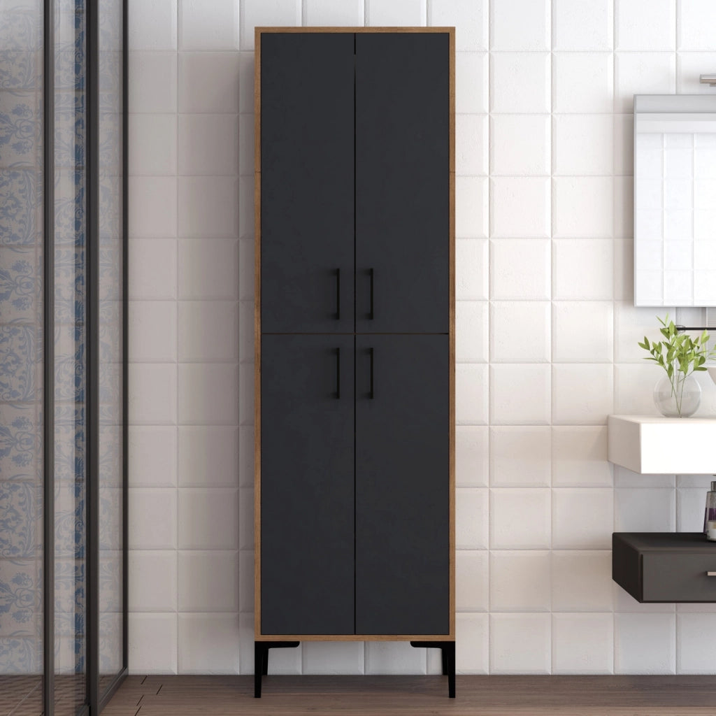 Mobile multiuso in legno "Berlin A" - 60 x 35 x 200 cm - Noce-Antracite