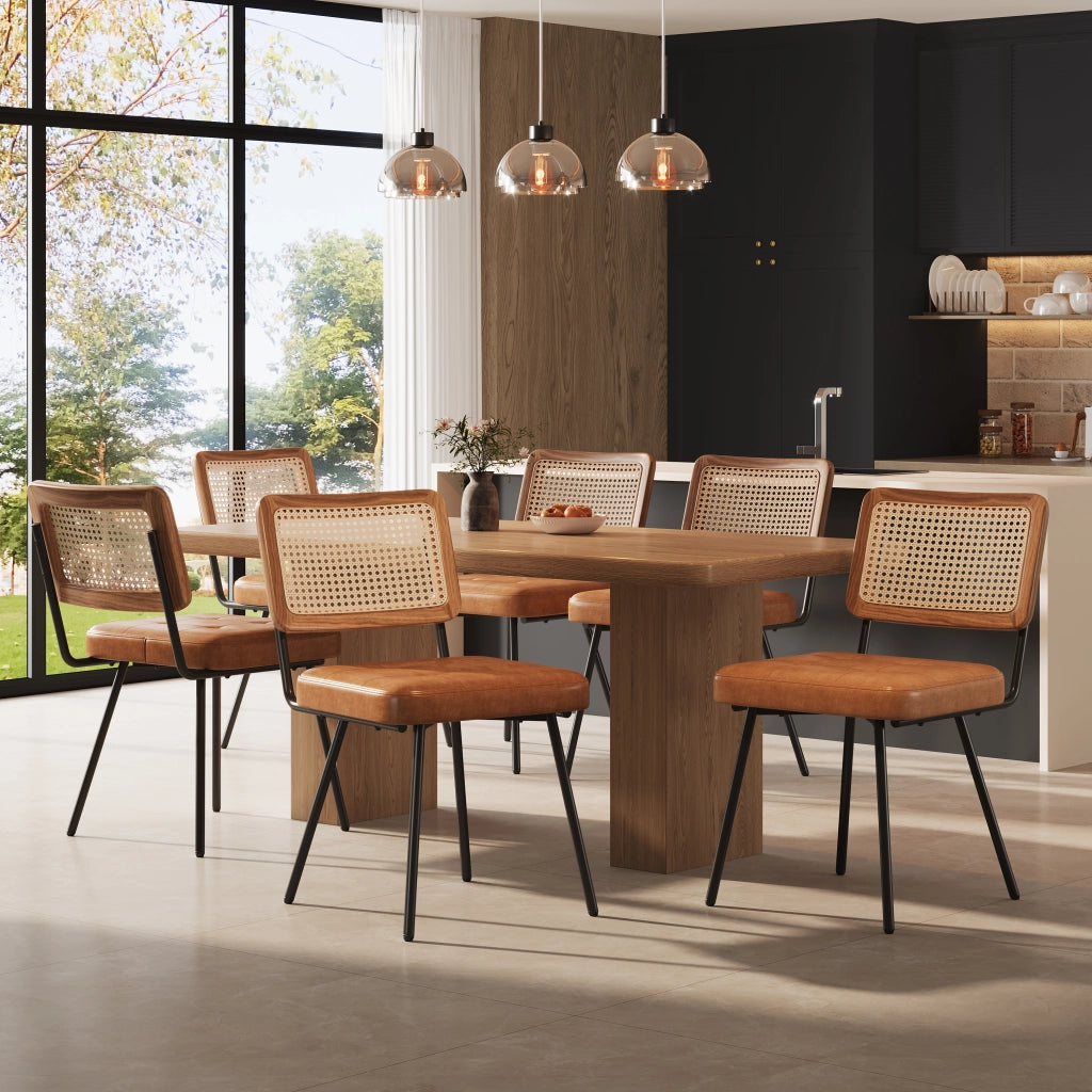 SEDIA da pranzo 61x46x79 cm in PU e metallo marrone